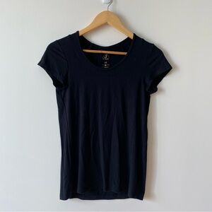 Blue Sky Clothing Bamboo Blend Cap Sleeves Tee Shirt Black Size XS Fits Medium